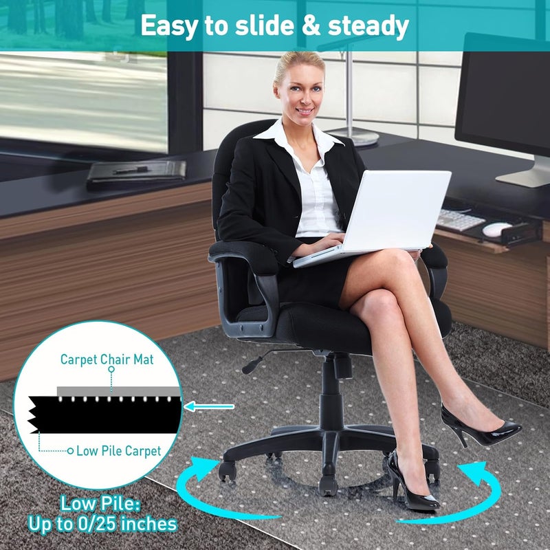 PHOUZIN Office Chair Mat for Carpet: 48"x36" Clear Desk Chair Mat for Carpet Floor, Computer Mat for Low Carpeted Floors,Thick and Sturdy Protector, Rug Pad for Rolling Chairs Office Work Gaming - Image 2
